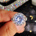 Light Luxury High End Full Inlaid Zircon Women's Wedding Ring Fashion Magazine Style Accessory view 4