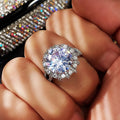 Light Luxury High End Full Inlaid Zircon Women's Wedding Ring Fashion Magazine Style Accessory view 3