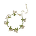 Alloy Pearl Flower Leaf Earrings Pastoral Fairy Style Cute Feminine Floral Ear Jewelry view 5