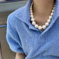 French Vintage Graduated Pearl Necklace Round Geometric Fashion Collarbone Chain view 1