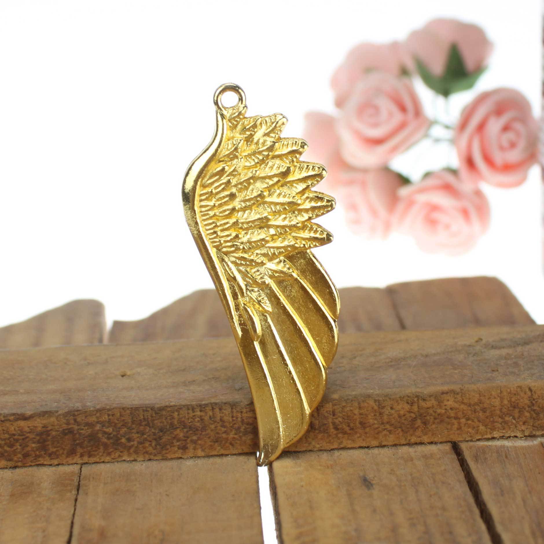 Large Angel Wing Alloy Pendant Punk Necklace Charm 58x22mm