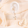 Elegant Rose Gold Alloy Ear Cuff Clip With Crystal Leaf Rose Tassel, French Vintage No Piercing Earrings view 2