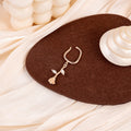 Elegant Rose Gold Alloy Ear Cuff Clip With Crystal Leaf Rose Tassel, French Vintage No Piercing Earrings view 4
