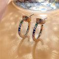 Elegant Women's Ear Cuff Hoops With Colorful Rhinestone Pave, European Fashion Jewelry Earrings view 2