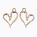 Vintage Finish Metal Asymmetric Open Heart Charms in 2 Style Options view 5