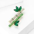 Alloy Bamboo Brooch With Green Zircon For Chinese Style Outfits view 2