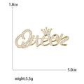 Alloy Zircon Queen Letter Brooch For Women's Apparel Decoration view 6