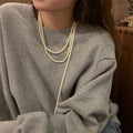 French Vintage Heart Pearl Layered Hip Hop Clavicle Necklace For Women view 4