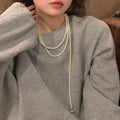 French Vintage Heart Pearl Layered Hip Hop Clavicle Necklace For Women view 1