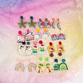 Sweet Colorful Cartoon Doll Geometric Acrylic Relief Rainbow Flower Star Vacation Stud Earrings view 2