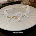 Luxury French Flower Choker Necklace With Rhinestone Faux Pearl Crystal Pendant For Women view 4