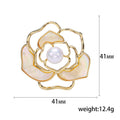 Alloy Pearl Camellia Brooch Pin For Coats And Apparel view 5