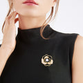 Alloy Pearl Camellia Brooch Pin For Coats And Apparel view 2