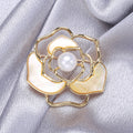 Alloy Pearl Camellia Brooch Pin For Coats And Apparel view 3