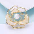 Alloy Pearl Camellia Brooch Pin For Coats And Apparel view 1