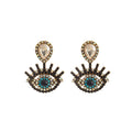 Vintage Luxury Hollow Blue Evil Eye Rhinestone Crystal Alloy Statement Stud Drop Womens Fashion Earrings view 5