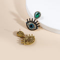 Vintage Luxury Hollow Blue Evil Eye Rhinestone Crystal Alloy Statement Stud Drop Womens Fashion Earrings view 4