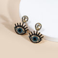Vintage Luxury Hollow Blue Evil Eye Rhinestone Crystal Alloy Statement Stud Drop Womens Fashion Earrings view 3