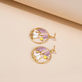 Elegant Enamel Pearl Flower Cat Fuji Mountain Hollow Alloy Rhinestone Drop Stud Earrings view 4