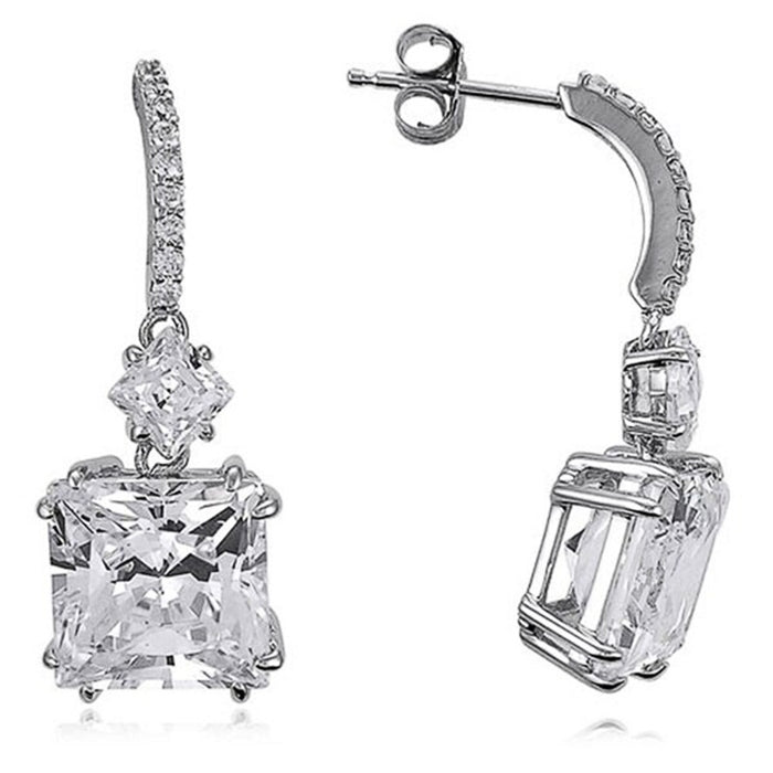 8x8mm Rock Candy Zircon Tassel Drop Earrings For Women, Slimming Round Face Fashion Jewelry