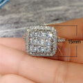 Minimalist Niche Design Copper Platinum Plated Full Zircon Square Ring For Women view 5