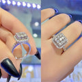 Minimalist Niche Design Copper Platinum Plated Full Zircon Square Ring For Women view 1