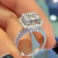 Minimalist Niche Design Copper Platinum Plated Full Zircon Square Ring For Women view 3