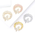 Copper Zircon Butterfly Wreath Brooch For Elegant Women Clothing view 2