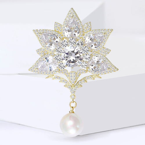 Copper Zircon Pendant Brooch Pin For Elegant Women's Coat Decoration