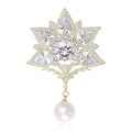 Copper Zircon Pendant Brooch Pin For Elegant Women's Coat Decoration view 1