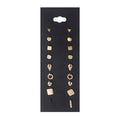 Elegant 9 Pairs Geometric Alloy Rhinestone Stud Set On Black Card For Women Fashion Earrings view 5