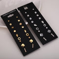 Elegant 9 Pairs Geometric Alloy Rhinestone Stud Set On Black Card For Women Fashion Earrings view 1