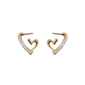 Gold Plated Copper Heart Line Stud Earrings With Silver Pins And Micro Pave Zircon Korean Minimalist Style view 5