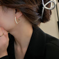 Gold Plated Copper Heart Line Stud Earrings With Silver Pins And Micro Pave Zircon Korean Minimalist Style view 2