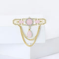 Copper Zircon Tassel Brooch For Luxury Court Style Apparel view 3