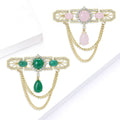 Copper Zircon Tassel Brooch For Luxury Court Style Apparel view 2