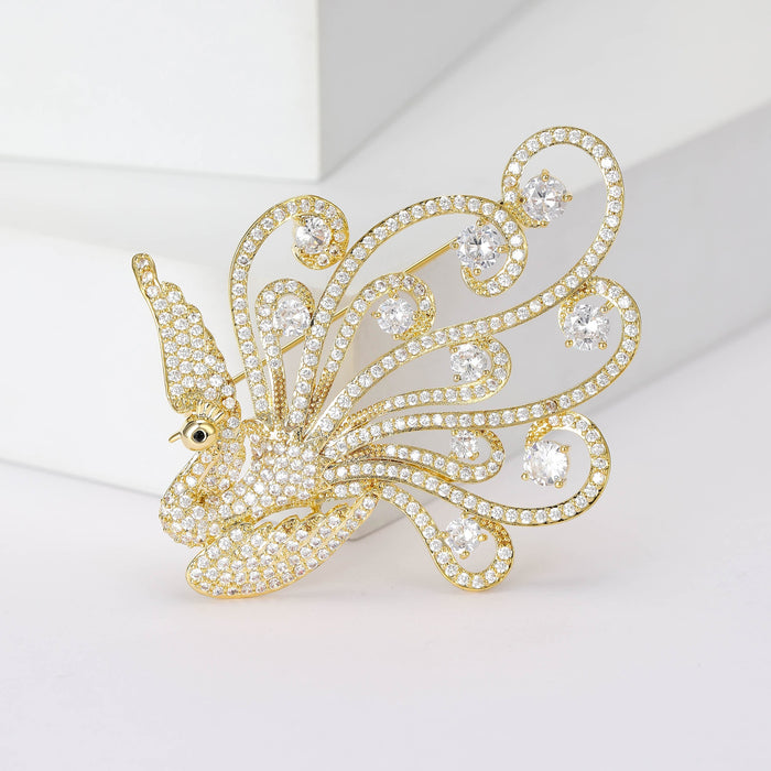 Alloy Zircon Phoenix Brooch Pin For Elegant Suits And Cardigans
