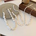 Korean Style Irregular Pearl Heart Pendant Necklace For Women Trendy Clavicle Chain view 1