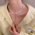Korean Style Irregular Pearl Heart Pendant Necklace For Women Trendy Clavicle Chain view 4
