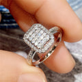 Full Zircon Ring Copper Silver Plated Exquisite Women's Finger Ring Jewelry view 4