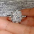 Full Zircon Ring Copper Silver Plated Exquisite Women's Finger Ring Jewelry view 3