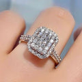 Full Zircon Ring Copper Silver Plated Exquisite Women's Finger Ring Jewelry view 1