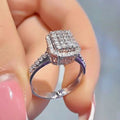 Full Zircon Ring Copper Silver Plated Exquisite Women's Finger Ring Jewelry view 2