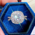 Micro Pave Full Zircon Eight Hearts Eight Arrows Round Diamond Look Platinum Plated Ring view 4
