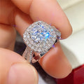 Micro Pave Full Zircon Eight Hearts Eight Arrows Round Diamond Look Platinum Plated Ring view 3