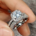 Full Pave Zircon Couple Ring Set European American Style Fashion Wedding Rings view 3