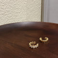 Real Gold Plated Copper Zircon Round Ear Cuff Clip-on Earrings Korean Minimalist Jewelry view 2