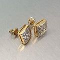 Minimalist Square Full Zircon Gold Plated Stud Earrings, Light Luxury Designer Women Jewelry view 5