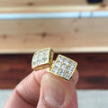 Minimalist Square Full Zircon Gold Plated Stud Earrings, Light Luxury Designer Women Jewelry view 2