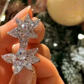 Sweet Crystal Zircon Flower Stud Earrings For Women Elegant Fashion Ear Jewelry Accessories view 3